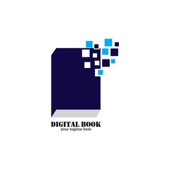 Pixel Digital Book Logo Template Design Vector, Emblem, Design Concept, Creative Symbol, Icon