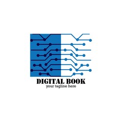 Pixel Digital Book Logo Template Design Vector, Emblem, Design Concept, Creative Symbol, Icon