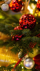 Fototapeta na wymiar Colorful bokeh defocused Christmas fairy lights, New Year's fair