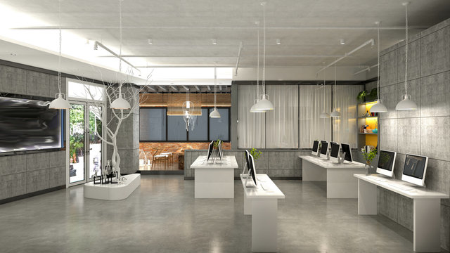 3d render modern working space, office interior