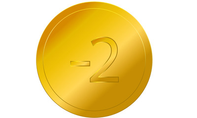 simple gold coin money number minus 2