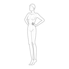 Fashion template 9 head for technical drawing.