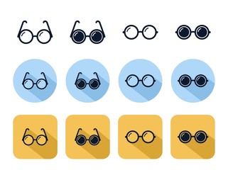 Fototapeta premium Circle glasses icon set, fashion optical lens accessory