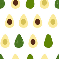 Seamless vector pattern with avocados on white background