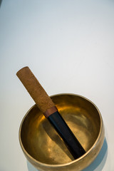 Original Tibetan bowl on a white table