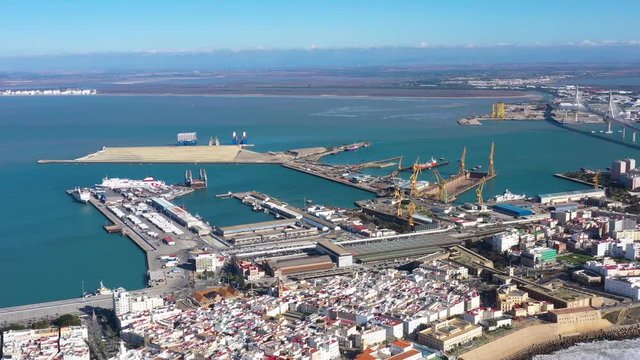 Cadiz modern port Constitution of 1812 Bridge aerial view sunny day Spain