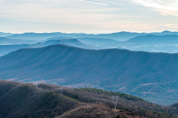Mountain range in Appalachian mountains in the morning