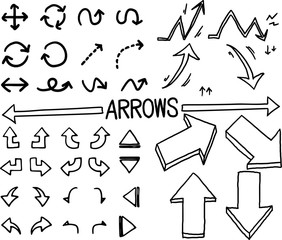 手描き矢印アイコン　白黒