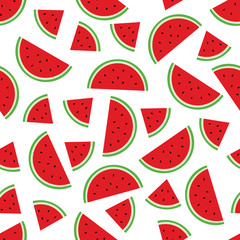 Watermelon Slice Seamless Pattern Background Vector Design Isolated on White Background	