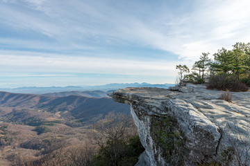 Overlook of a McAfee Knob and Blue Ridge mountains - Powered by Adobe