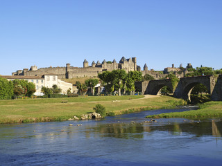 Obraz premium Mittelalterliche Festungsstadt Carcassonne, Frankreich, Languedo