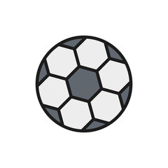 Vector soccer ball flat color line icon. Isolated on white background