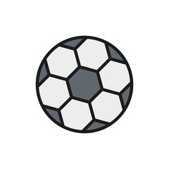 Obraz premium Vector soccer ball flat color line icon. Isolated on white background