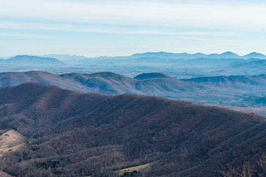 Mountain Ranges In Blue Ridge Mountains, Virginia, USA