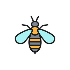 Bee venom therapy flat color line icon. Isolated on white background
