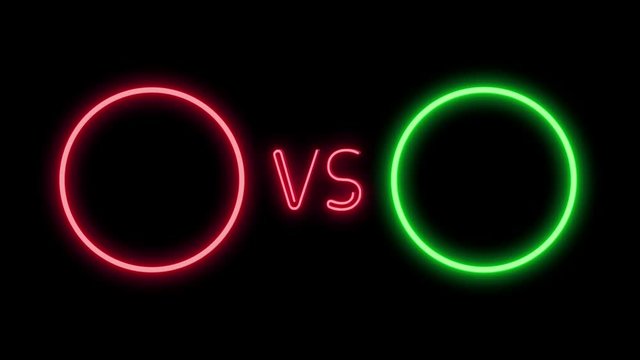Versus screen in neon style. Blinking futuristic neon VS frames light on black. Neon banner Announcement of two fighters. Competition vs match game, martial battle vs sport. 4k Motion Animation.