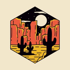 simple logo badge desert design, for t-shirt prints, patches, emblems, posters, badges and labels and other uses