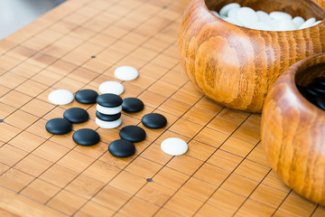 Go is laid out on the board