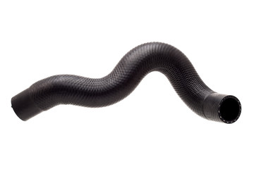 rubber black pipe radiator branch pipe cooling system spare part isolated on white background.
