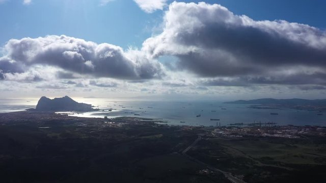 Aerial view Rock of Gibraltar Spain British Overseas Territory Iberian Peninsula