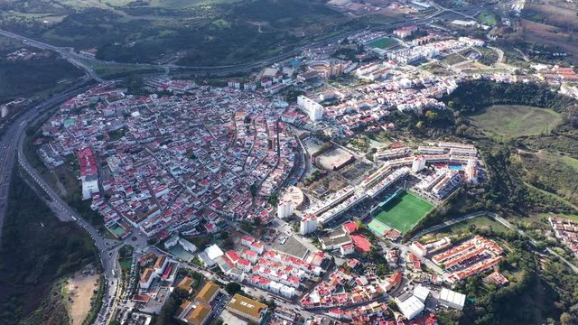 San roque Spain aerial view Gibraltar Bay area sunny day small village 