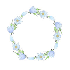 frame template from doodle flowers isolated on white background