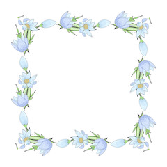 frame template from doodle flowers isolated on white background
