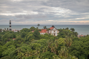 Churches of Olinda from above, Brazil, South America