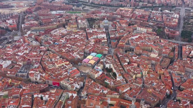 Madrid Mercado de la Cebada covered market Spain aerial view 