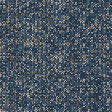 Dark tweed knit stitch effect vector texture. Masculine dark marl seamless melang pattern. Hand knitting sweater material. Close up fabric textile craft background. Homespun wool allover print swatch.