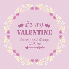 Happy valentine greeting card frame design, with beautiful crowd of pink and white flower. Vector