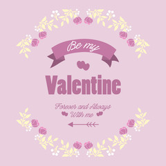 Happy valentine greeting card frame design, with beautiful crowd of pink and white flower. Vector