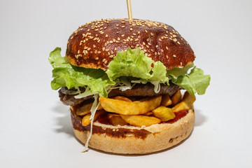 hamburger on white background
