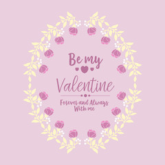 Obraz premium Pattern wallpaper of happy valentine vintage card, with pink and white floral frame. Vector