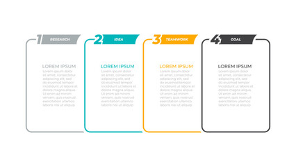 Business Infographic template. Thin line label. Vector design with icons and 4 options or steps.