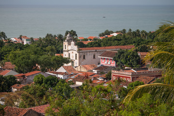Churches of Olinda from above, Brazil, South America