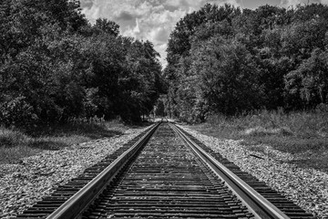 Fototapeta na wymiar Railroad Tracks Black and White