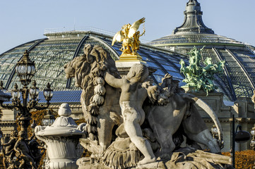 Fototapeta na wymiar Paris, Pont Alexandre III, Grand Palais, Frankreich