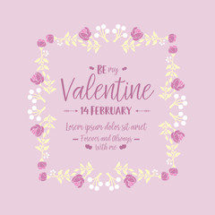 Elegant Pink and white floral frame for happy valentine poster design. Vector