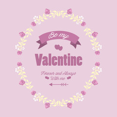 Fototapeta na wymiar Romantic Design of pink and white flower frame, for happy valentine greeting card decor. Vector
