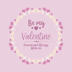Happy valentine invitation card design, with beautiful pink and white wreath frame. Vector