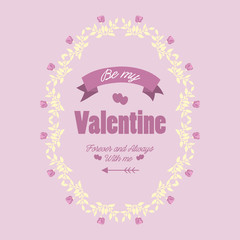 Fototapeta na wymiar Happy valentine invitation card design, with beautiful pink and white wreath frame. Vector
