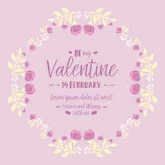 Elegant shapes frame with pink and white floral, for happy valentine ornate cards. Vector