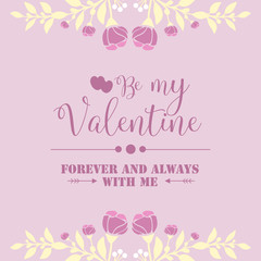 Happy valentine greeting vintage card, with beautiful pink and white frame. Vector