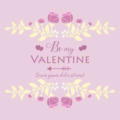 Happy valentine greeting vintage card, with beautiful pink and white frame. Vector