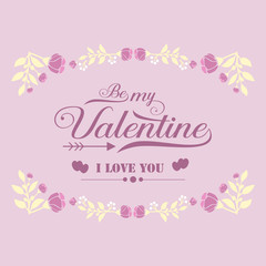 Happy valentine elegant card with seamless decor of pink and white floral. Vector