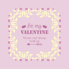 Fototapeta na wymiar Cute pink and white floral frame, for happy valentine ornate cards. Vector