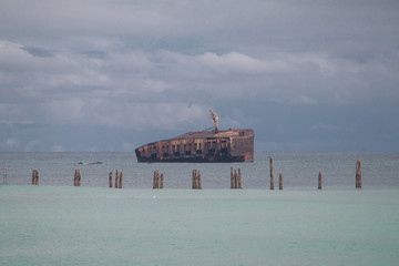 Ship wreck in front of Recife, Brazil, South America