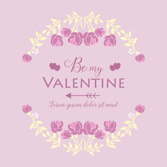 Obraz na płótnie Canvas Happy valentine greeting card template, with pink and white wreath frame. Vector