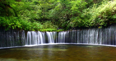 Fototapeta na wymiar 白糸の滝　軽井沢　Shiraito waterfall in Karuizawa
